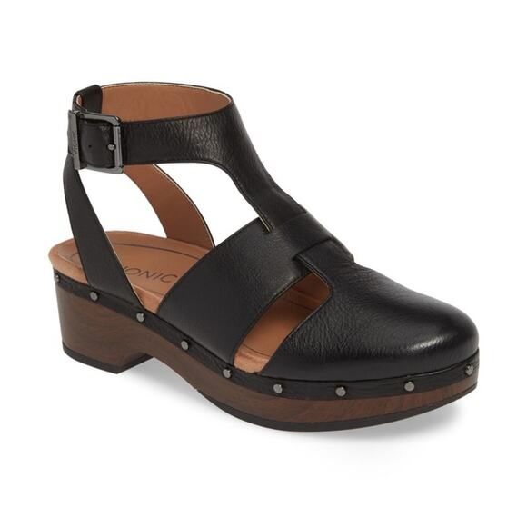 Vionic Faye black leather t strap closed toe clog US Size 9 Euro 41 - Picture 15 of 15